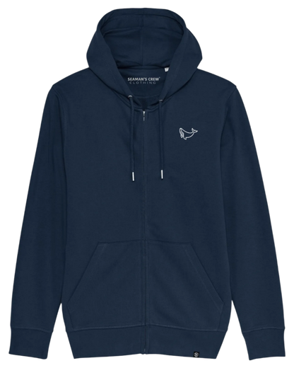 Whale Embroidery Zip Hoodie - Seaman&